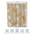 thumbnail image 4 of Split Shower Curtain for Transfer Bench, Yellow Flower Fabric Shower Curtains for Bathroom, Japanese Style Floral Leaf on Linen Tub Sliding Transfer Bench Waterproof Bath Curtains 72"x78", 4 of 9