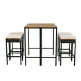thumbnail image 6 of 5-Piece Outdoor Bar Set, Wood Bar Height Table and 4 Stools with Cushions, PE Wicker Dining Table with Foldable Tabletop, High-Dining Bistro Set for Patio, Backyard, 6 of 7