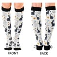 thumbnail image 2 of Haosy Compression Socks for Men Women Knee High Running Socks for Nurse Hiking Recovery Travel Athletic 2 Pairs Black White Rabbits and Stars, 2 of 9