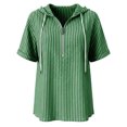 thumbnail image 6 of LEKWK Striped Casual Shirts for Women Hooded Short Sleeve Zipper Tunic Shirts Loose Fit Breathable Comfy Summer Tops Fashion Beach Vacation Daily Wear, 6 of 6