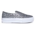 thumbnail image 2 of Women's Platform Slip On Glitter Sneaker - Elastic Casual Sparkle Flat Shoe - Ritz by Cute to the Core, 2 of 4