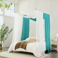 thumbnail image 3 of WARM HOME DESIGNS Set of 2 White & Teal Canopy Bed Curtains in 55 x 360 Inch Size. BE White & Teal 360, 3 of 7