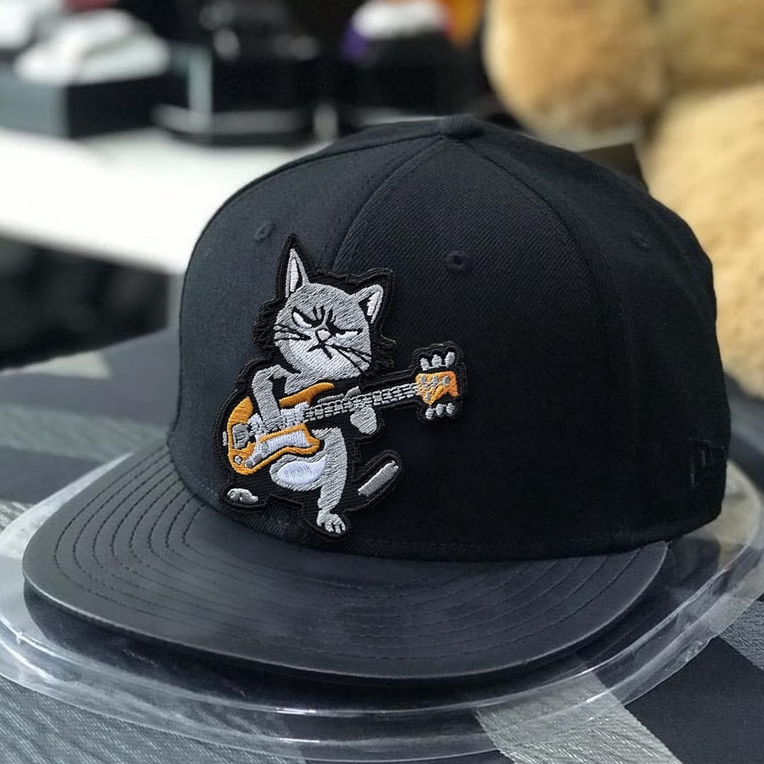 Funny Cat Playing Guitar Tactical Patch - Embroidered Morale Badge for Military, Army, and Backpack Accessories