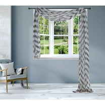 1 PC PRINTED GREYISH ZEBRA SCARF VALANCE SOFT SHEER VOILE WINDOW PANEL CURTAIN 216" LONG TOPPER SWAG