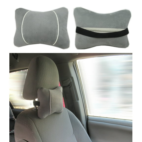 2/PK Gray Car Neck Pillow Universal Soft Comfortable Head Neck Rest Support Cervical Pillow