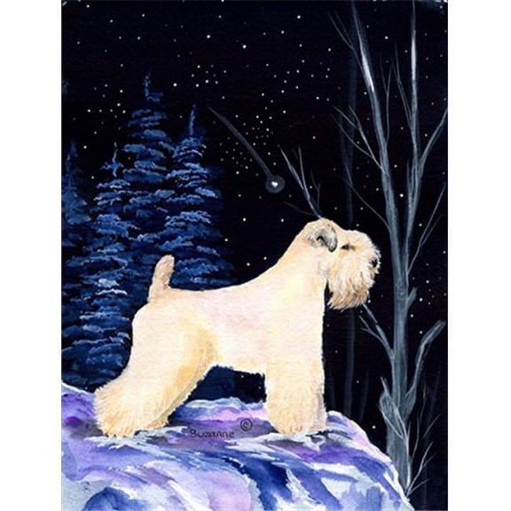 Starry Night Wheaten Terrier Soft Coated Canvas Flag - House Size, 28 x 40 in.
