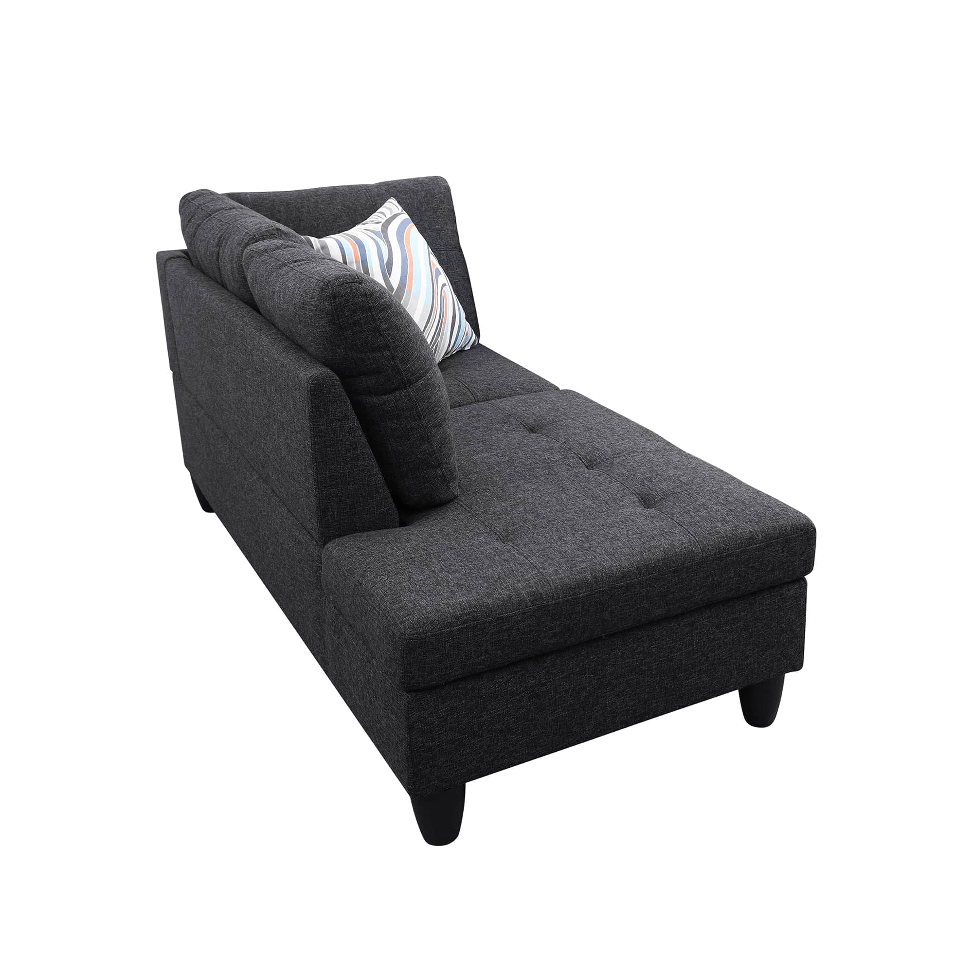 MAYEERTY Black Grey Linen Living Room Sectional Sofa Set