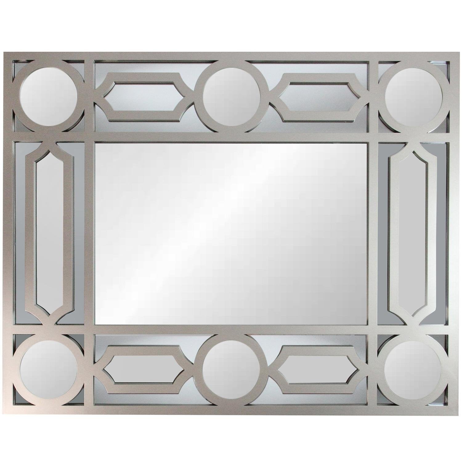29.5" Geometric Openwork Matte Pewter Gray Decorative Rectangular Wall
