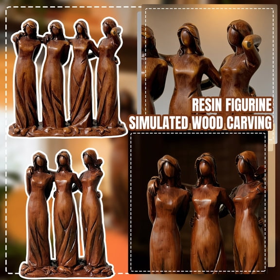 Sisterhood Resin Statue – 4 Sisters Figurine Gift for Women, Heartfelt Birthday & Christmas Present for Sister or Bestie, Elegant Home & Desk Decoration (Style B)