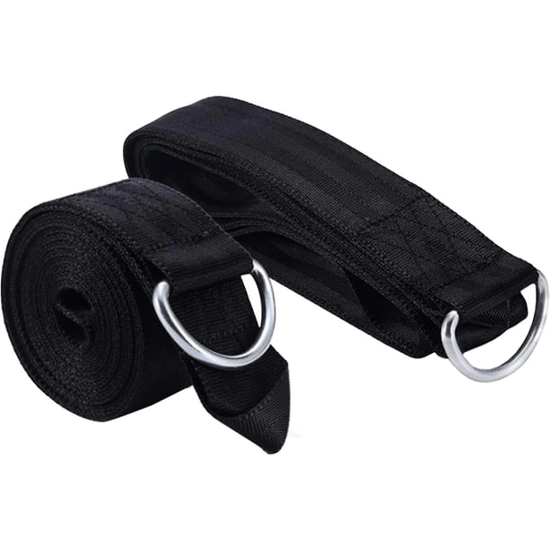 Correa para hamaca, kit para colgar columpio de árbol de 2 m, kit para colgar correas para columpio de árbol de alta resistencia con mosquetón, capacidad para 1000 kg, negro, 2 piezas