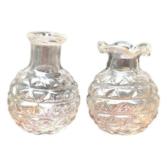 GAXIRE Mini Transparent Plastic Vase Set 2 Pieces 1x0.8in Small Decorative Flower Pot for Home Office