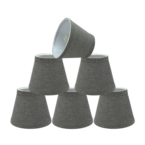 Aspen Creative 32064-6 Small Hardback Empire Shape Chandelier Clip-On Lamp Shade Set (6 Pack), Transitional Design in Grey, 5" bottom width (3" x 5" x 4")