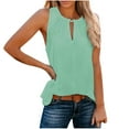 thumbnail image 1 of QUINDOS Débardeurs pour Femmes Vert Menthe Été Entraînement à la Mode Décontracté Manches Courtes Couleur Unie Sans Manches Col Rond Hauts Camisoles pour Femmes, 1 of 6