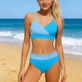 thumbnail image 4 of Purcolt Girls High Waisted Bikini Sets 2 Piece Color Block Swimsuits V Neck Adjustable Straps Bathing Suits Swimwear for Girl 5-16Y, 4 of 8