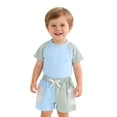 thumbnail image 2 of Toddler Short Sleeve Shirts and Shorts Set Summer Outfit for Boys Girls Casual 2 Piece Outfits Color Block Design, 2 of 5