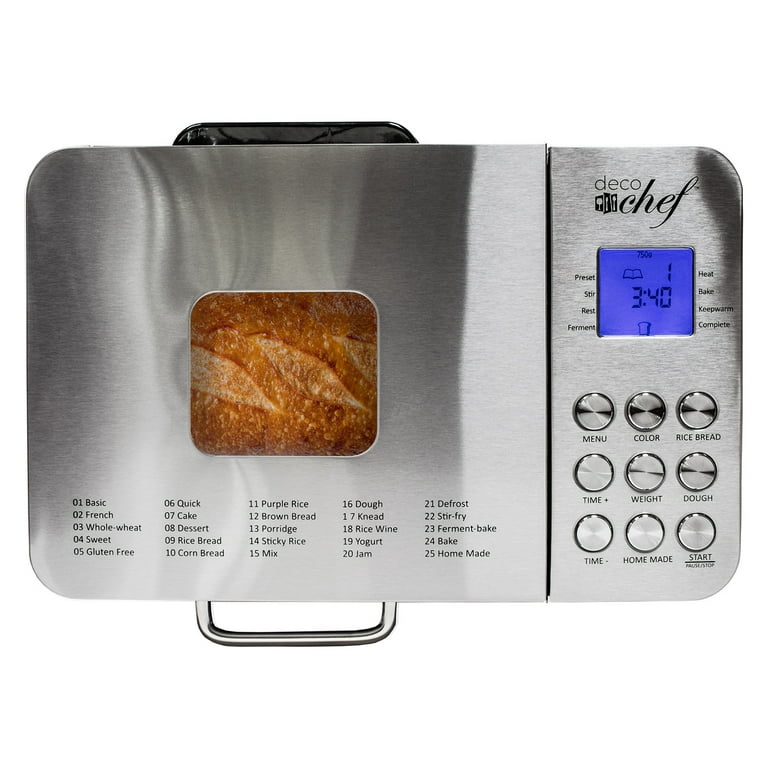 KBS Large 17-In-1 Bread Machine, 2LB All Stainless Steel Bread Maker with  Auto F