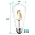 thumbnail image 2 of Luxrite LED Edison Bulb 75W Equivalent ST19 ST58 2700K Warm White 800 Lumens Dimmable 8W Damp Rated UL E26 6 Pack, 2 of 7