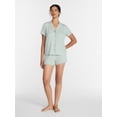 thumbnail image 3 of Joyspun Women’s Modal-Blend Ruffle Trim Notch Collar Top and Shorts Pajama Set, 2 Piece, Sizes XS-3X, 3 of 6