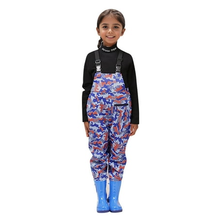 

Girls Jumpsuit Cartoon Camo Chest Waders Youth Fishing Water Proof Waders Boots Jumper for Kids