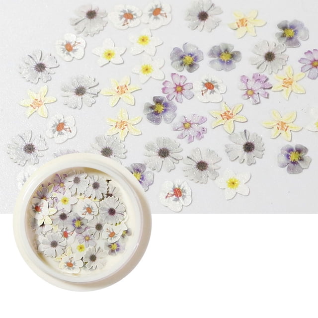 Fiudx Parches para Decoración de Uñas, Láminas de Pulpa de Madera con Flores de Colores, Exquisitos Diseños Florales Secos, Versátiles para Joyería y Fundas de Teléfono, Proyectos Creativos de Bricol
