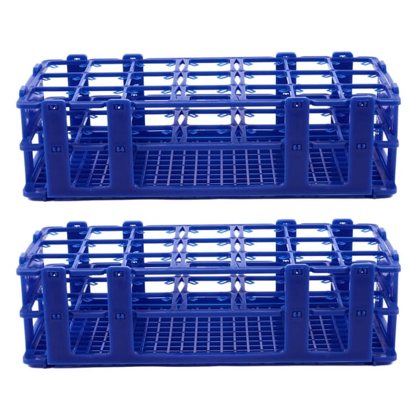 2X Sostenedor del Estante de Tubos de Centrifuga de 50 Ml de Plastico de Cajas de 21 Agujeros Azul