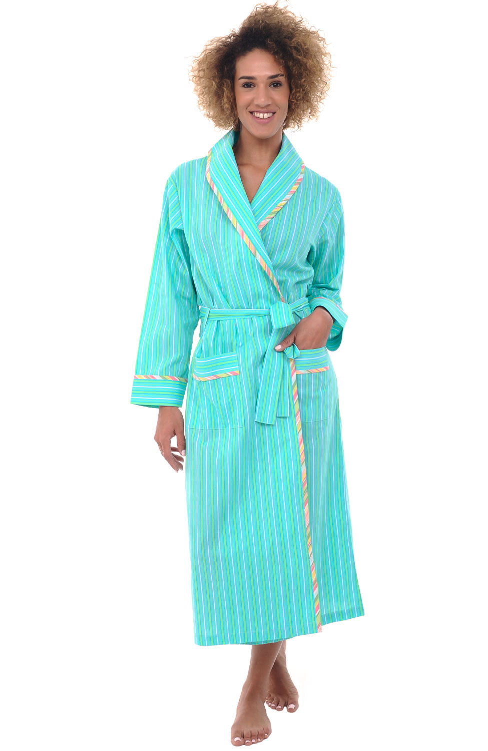 Alexander Del Rossa Womens Lightweight Cotton Kimono Robe Summer Bathrobe