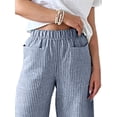 thumbnail image 4 of DYMADE Women Casual Striped Pocket Elastic Waist Crop Pants, 4 of 4