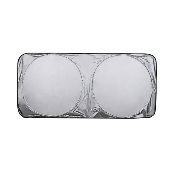 Blasgw Car Double-ring Sunshade Coated With Cloth Front Stop, Folding Sunscreen, Heat Insulation And Barrier In The Car, Protection In Summer white