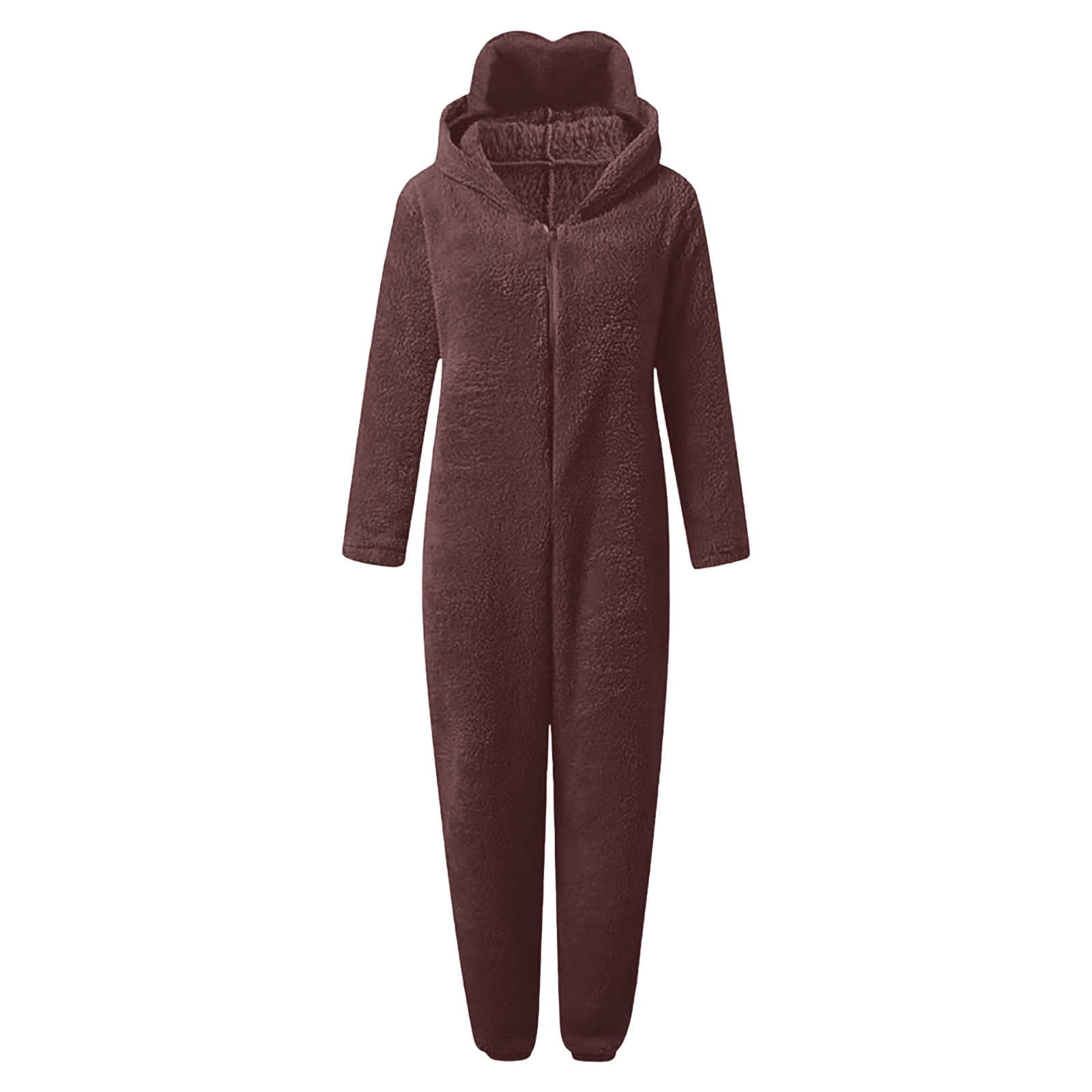 YunPes Kids Fleece Onesie for Girls Long Sleeve Zip-Front Plush Animal Jumpsuit Fuzzy Furry Sherpa Suits Cute Bear Hooded Romper