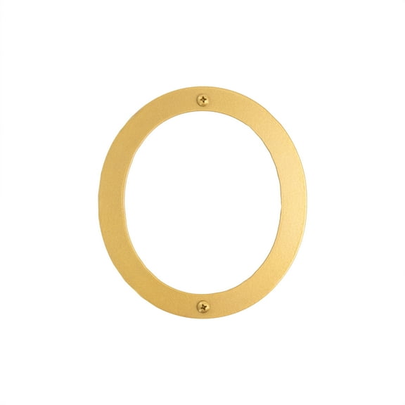 4" Gold Modern Steel Flat or Floating House Numbers - 0
