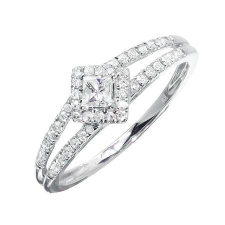 0.49 Ct Princess Shape - Princess Solitaire Ring in Diamond Shape (0.35 ct)