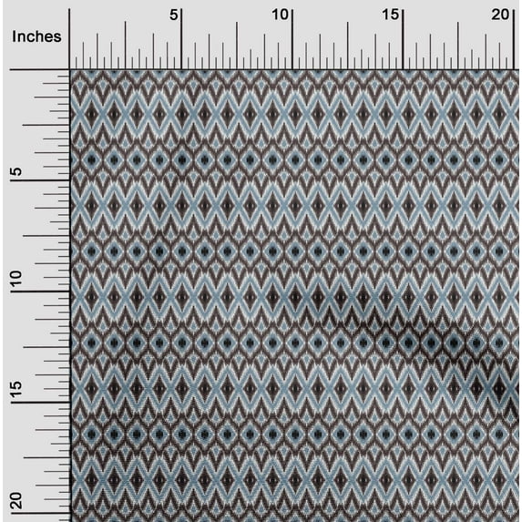 oneOone Silk Tabby Fabric Geometric Ikat Printed Fabric 1 Yard 42 Inch Wide