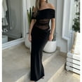 thumbnail image 2 of NJWS Women Y2k Maxi Dress Off Shoulder Ruched Sheer Mesh Long Dress Cut Out Skirt, 2 of 4