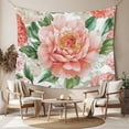 thumbnail image 2 of Pink Peony Blossom Tapestry for Bedroom Wall Hanging Tapestry, Spring Botanical Floral Watercolor Ceiling Backdrop Tapestries Poster Blanket Wall Decor for Teens Room Living Room Dorm 51" x 59", 2 of 8