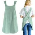 thumbnail image 2 of Eqslft Adjustable Design Apron ,Japanese Style Soft Cotton Linen Apron with Two Side Pockets ,X Cross Halter Aprons ,Kitchen Cooking Clothes, 2 of 4
