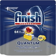 Finish Dishwasher Detergent, Quantum Max, Lemon, 64 Tablets, Shine and Glass Protect