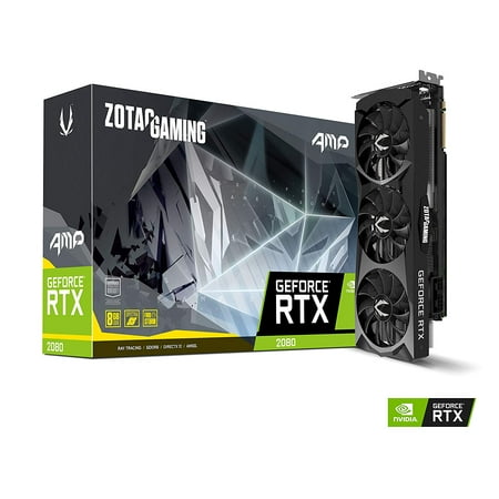 ZOTAC GAMING GeForce RTX 2080 AMP 8GB GDDR6 256-bit Gaming Graphics Card Triple Fan Metal Backplate LED - (Best Triple Monitor Graphics Card)