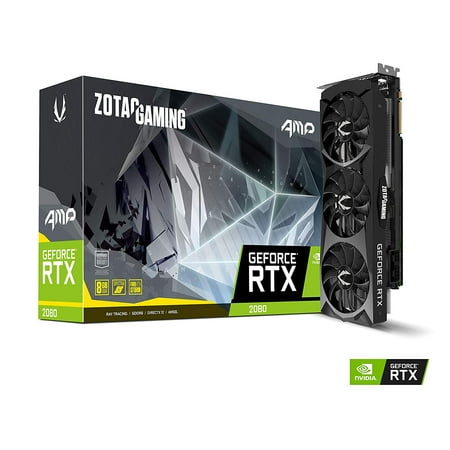 ZOTAC GAMING GeForce RTX 2080 AMP 8GB GDDR6 256-bit Gaming Graphics Card Triple Fan Metal Backplate LED -