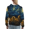 thumbnail image 7 of Fotbe Oil Starry Sky Sunflower Pattern Womens Long Sleeve Hoodie, Pullover Hooded Sweatshirt, Kangaroo Pocket Hoodie with Eye-catching Drawstrings-Medium, 7 of 7