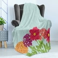 thumbnail image 4 of Floral Vintage Soft Flannel Fleece Throw Blanket, Colorful Flowers and Leaves Botanical Illustration, Cozy Plush for Indoor and Outdoor Use, 50" x 70", Pale Blue and Multicolor, by Ambesonne, 4 of 5