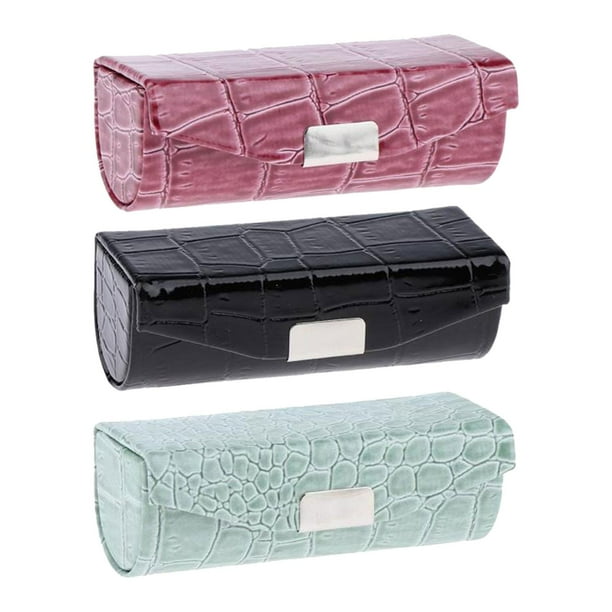 Estuche de Cuero Sintético para Labiales Mate Marrón oscuro y negro y verde grisáceo