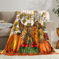 Pumpkin Fall Blanket Super Soft Sherpa Fleece Blanket, Fall Themed Thanksgiving Gifts for Women, Warm Lightweight Fluffy Fall Throw Blanket for Living Room, Couch, Bed (60'''' x 50'''')