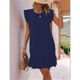 thumbnail image 4 of Vestidos de Verano para Mujer, Cuello Redondo, Corta, Dobladillo con Volantes, Vestido Mini Informal, Azul Oscuro, Talla M, 4 of 7