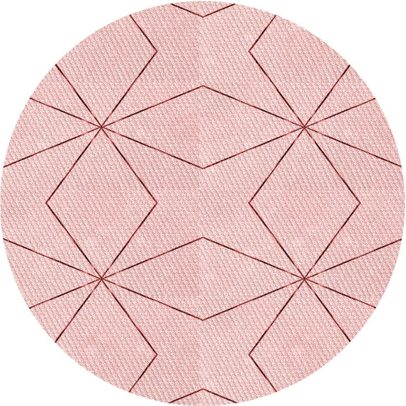 Ahgly Company Indoor Round Patterned Pastel Red Pink Area Rugs, 6' Round