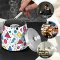 thumbnail image 4 of Yayeee Ashtray with Lid for Cigarette Smokeless Stainless Steel Home Ash Holder, Red Retro Pattern, 4 of 7