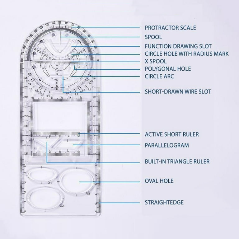 Unique Bargains 2mm-40mm Diameter Range Circles Measuring Drawing Stencil Template Ruler School Supplier, Clear
