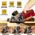 thumbnail image 6 of Circular Saw, Corded 4 Amps, 480W/3700RPM Mini Compact Circular Saw, with Laser Guide Scale Ruler/ Vacuum Port 3 Blades for Cutting Wood Tile Plastic Soft Metal, 6 of 7