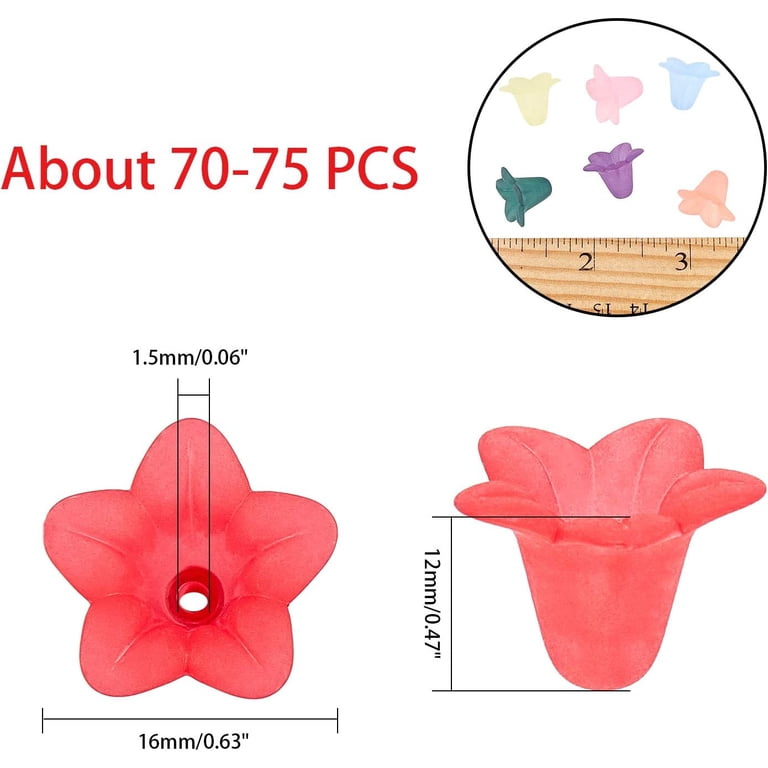 60Pcs Ceramic Flower Beads Bulk - Handmade Colorful Porcelain Floral Spacer Beads For Jewelry Making, 1.6mm Hole