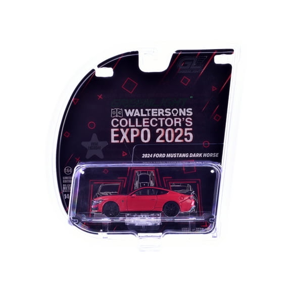2024 Ford Mustang Dark Horse Red with Black "2025 Greenlight Waltersons Expo Exclusive" 1/64 Diecast Model Car by Greenlight