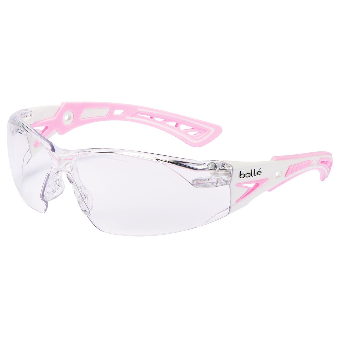 Bolle Safety 40254 Clear Lens AntiFog Rush Plus Safety Glasses, Pink